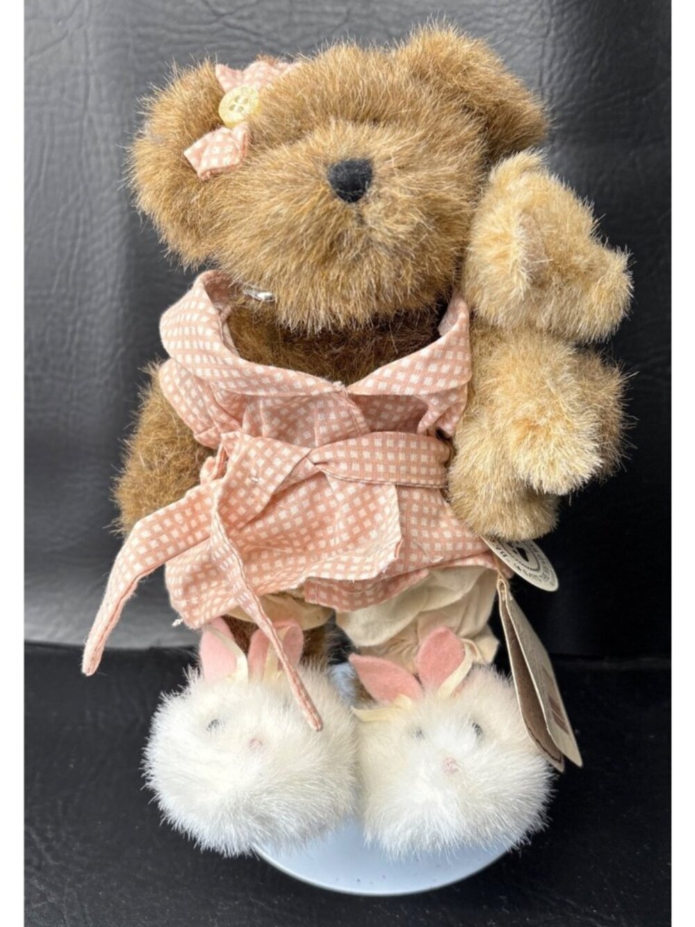 Boyds Plush Kristin & Kaylie Marine Bears 8" Tags Checkered Dress Bunny Slippers